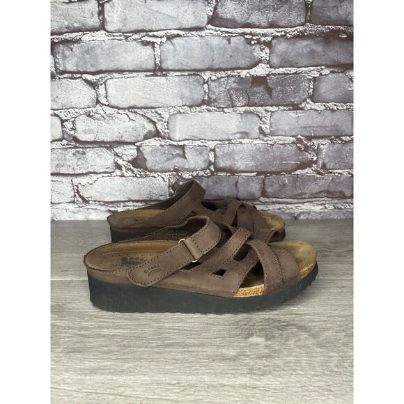 Spring Step Brown Suede Leather Cork Slide Wedge Sandals Women’s Sz 39EU/8.5M US - Picture 3 of 16